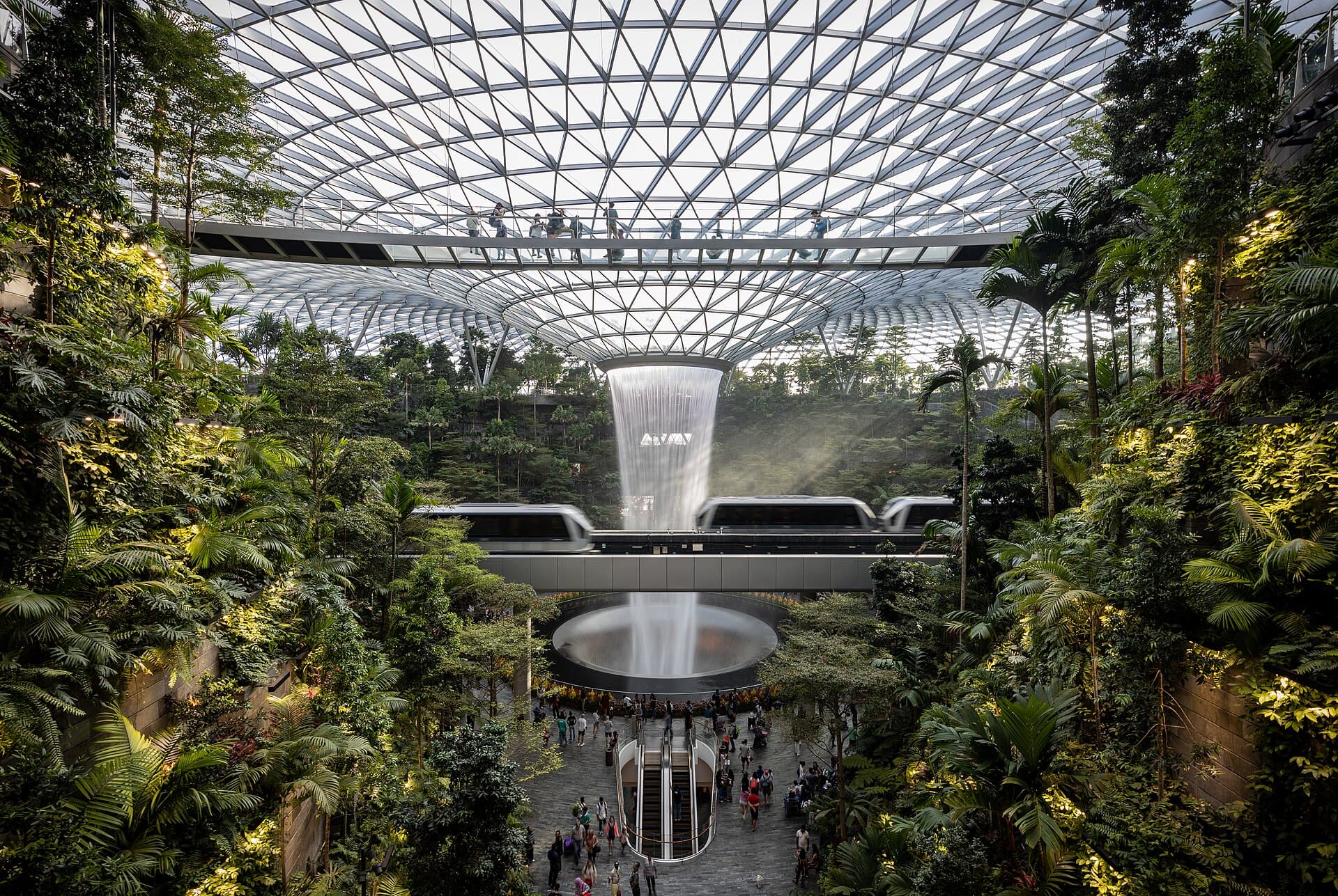Jewel Changi Airport with the Rain Vortex at its centre